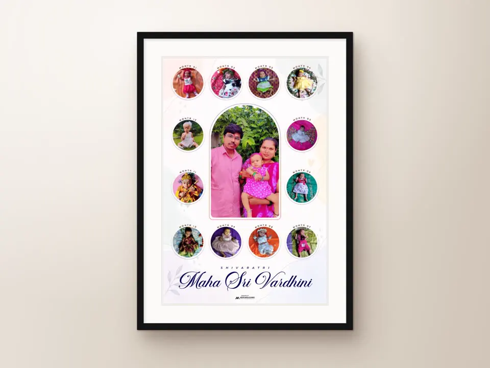 Round-portrait layout, black frame