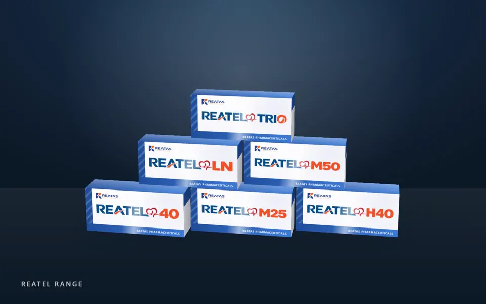 The Reatel range, six cartons