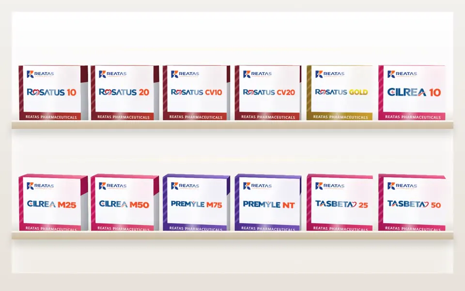 Rosatus, Cilrea, Premyle and Tasbeta on the pharmacy shelf